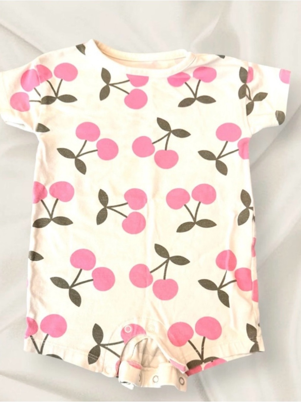 Cat & Jack Cream One-Piece with Pink Cherry Print
